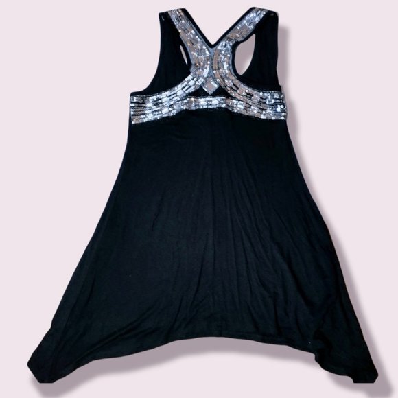Black Dress with Jewelled Cut-Out Back Accent - Picture 2 of 4